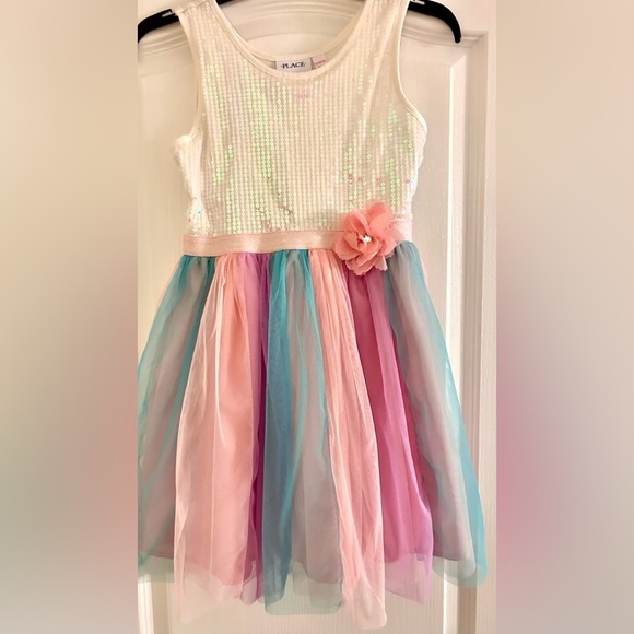 The Children's Place Other - Girl’s Tulle Dress Pink Blue Ombré Sequin Top Size 10/12